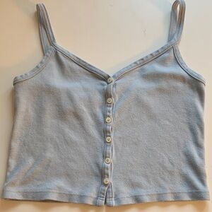 John Galt brandy Melville Light Blue Button-Up tank Top